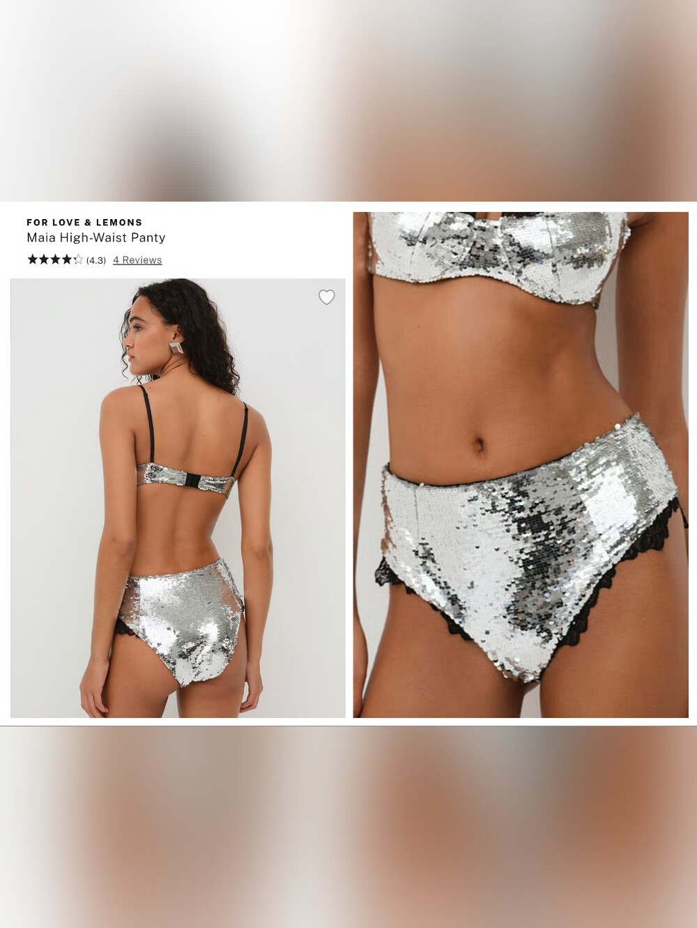 For Love & Lemons Maia High-Waist Sequin Bling Panty BLING! XSMALL
